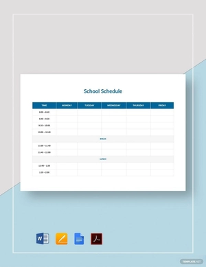 Blank School Schedule Template