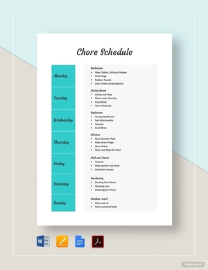Chore Schedule Template Chore Schedule Template