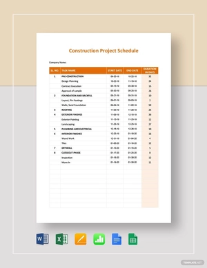 Construction Project Schedule Template