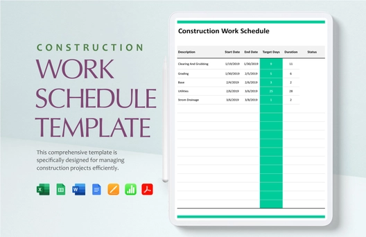 Construction Work Schedule Template