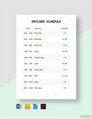 Daycare Schedule Template Daycare Schedule Template