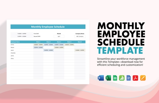 Monthly Employee Schedule Template