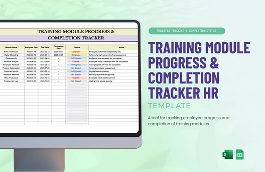 Training Module Progress & Completion Tracker HR Template