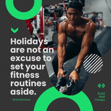 Free Holiday Fitness Quote Post, Instagram, Facebook Template to Edit Online