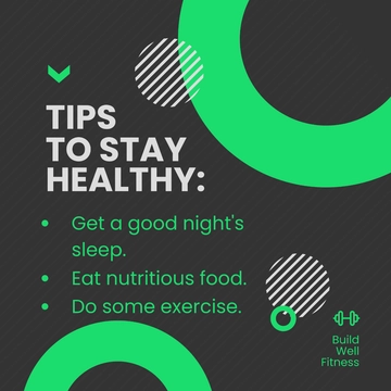 Free Stay Healthy Life Tips Post, Instagram, Facebook Template to Edit Online