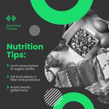 Free Nutrition Tips Post, Instagram, Facebook Template to Edit Online