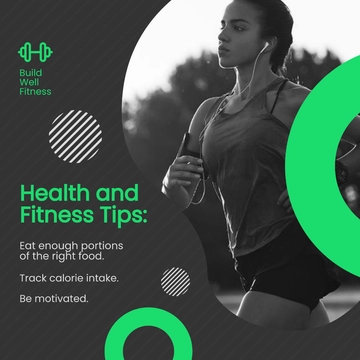 Free Health And Fitness Tips Post, Instagram, Facebook Template to Edit Online