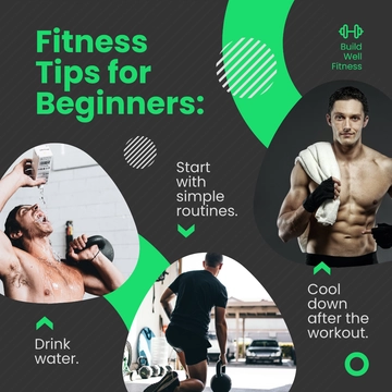 Free Fitness Tips For Beginners Post, Instagram, Facebook Template to Edit Online