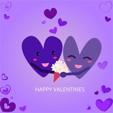 Free Purple Happy Valentines Day Clipart Template to Edit Online