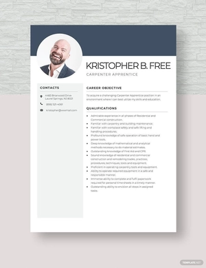 Carpenter Apprentice Resume