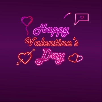 Free Neon Valentines Day Clipart Template to Edit Online