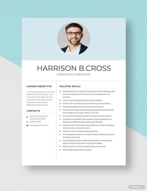 Carpenter Assistant Resume
