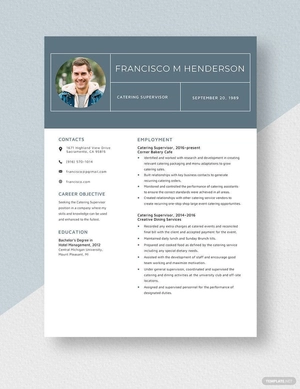 Catering Supervisor Resume