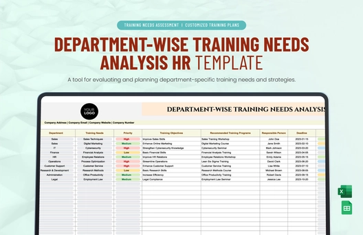 Department-wise Training Needs Analysis HR Template