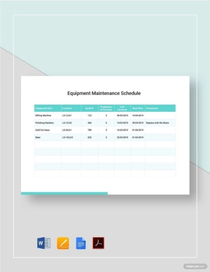Simple Equipment Maintenance Schedule Template