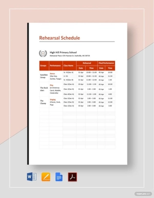 School Rehearsal Schedule Template