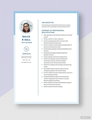 Cath Lab Nurse Resume