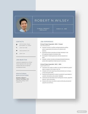 Clinical Product Specialist Resume
