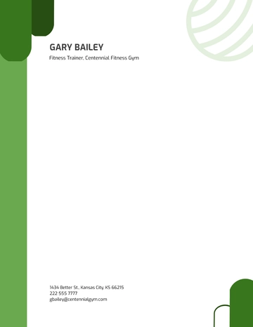 Free Sample Personal Trainer Letterhead Template to Edit Online