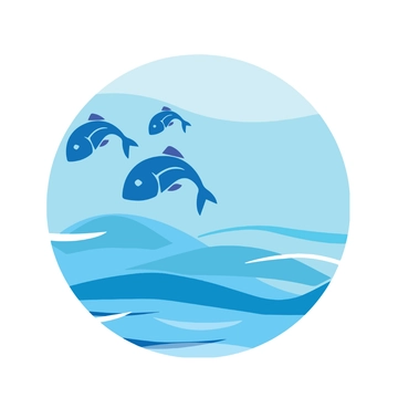 Free Waves And Fish Clipart Template to Edit Online