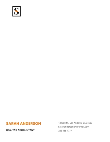 Free CPA & Tax Accountant Letterhead Template to Edit Online
