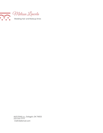 Free Sample Makeup Artist Letterhead Template to Edit Online