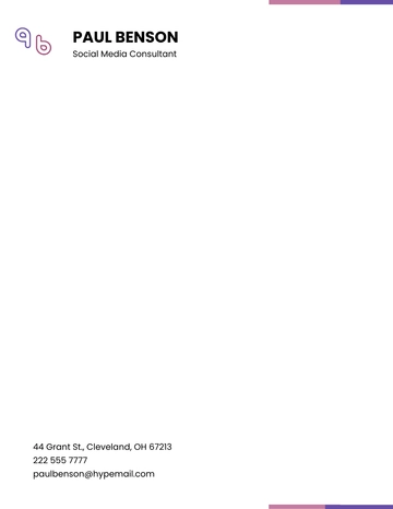 Free Social Media Consultant Letterhead Template to Edit Online
