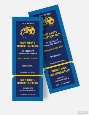 Soccer Birthday Invitation Ticket Template