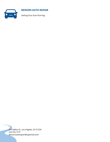 Free Auto Mechanic Letterhead Template to Edit Online
