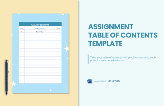 Assignment Table of Contents Template