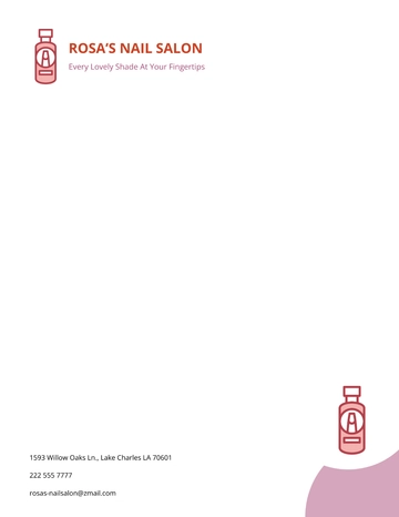Free Nail Salon Letterhead Template to Edit Online