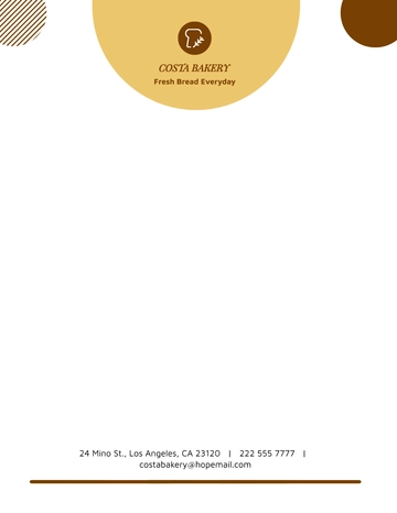 Free Sample Bakery Letterhead Template to Edit Online