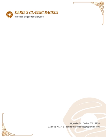 Free Classic Bagel Bakery Letterhead Template to Edit Online