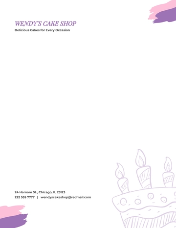 Free Cake Shop Letterhead Template to Edit Online