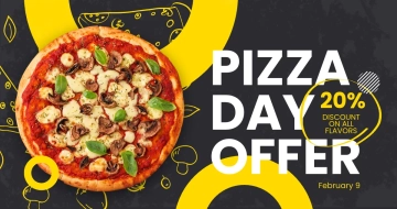 Free Pizza Day Offer Facebook Post Template to Edit Online