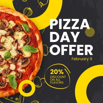 Free Pizza Day Offer Linkedin Post Template to Edit Online