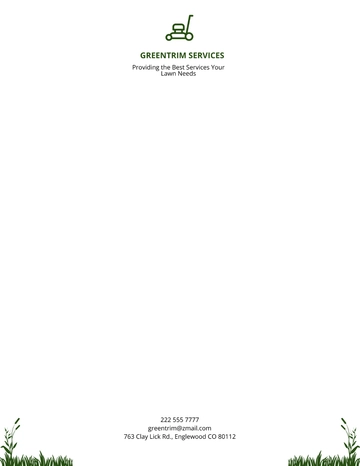 Free Lawn Care Services Letterhead Template to Edit Online