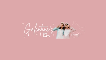 Free Galentines Day Party Youtube Banner Template to Edit Online