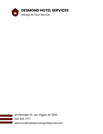 Free Hotel Services Letterhead Template to Edit Online