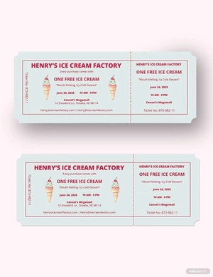 Ice Cream Food Ticket Template