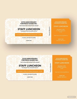 Luncheon Food Ticket Template