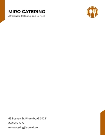 Free Catering Business Letterhead Template to Edit Online