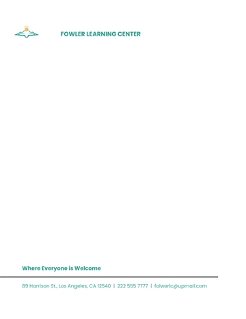 Free Learning Center Letterhead Template to Edit Online
