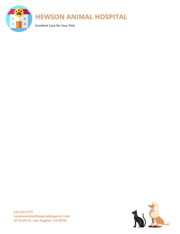 Free Animal Hospital Letterhead Template to Edit Online