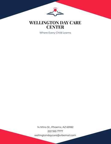 Free Day Care Letterhead Template to Edit Online