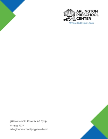 Free Preschool Kids Letterhead Template to Edit Online