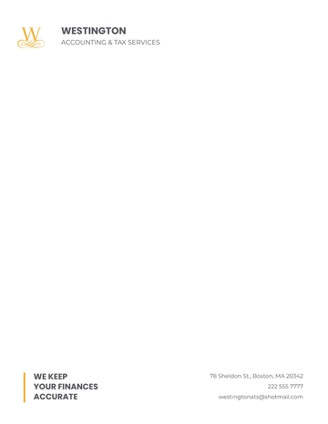 Free Accounting & Tax Services Letterhead Template to Edit Online