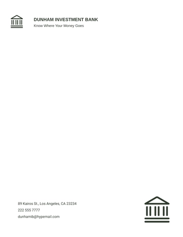 Free Investment Bank Letterhead Template to Edit Online