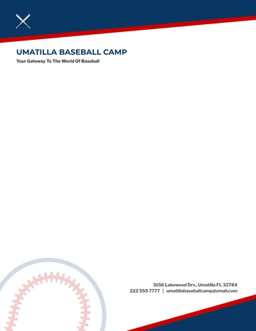 Free Baseball Sports Camp Letterhead Template to Edit Online