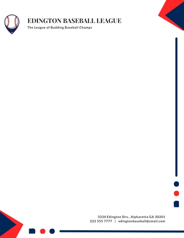 Free Baseball League Letterhead Template to Edit Online